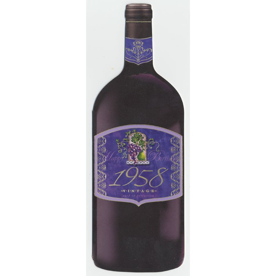 Vintage Year Birthday Wine Bottle Card 1958 - Cardmore